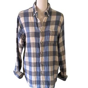 SALE J Crew Block Plaid Double Gauge Cotton Long Sleeve Shirt Size Medium Slim